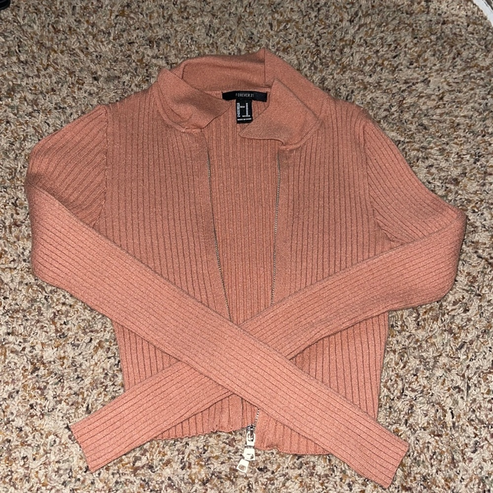 Light brown long sleeve zip up